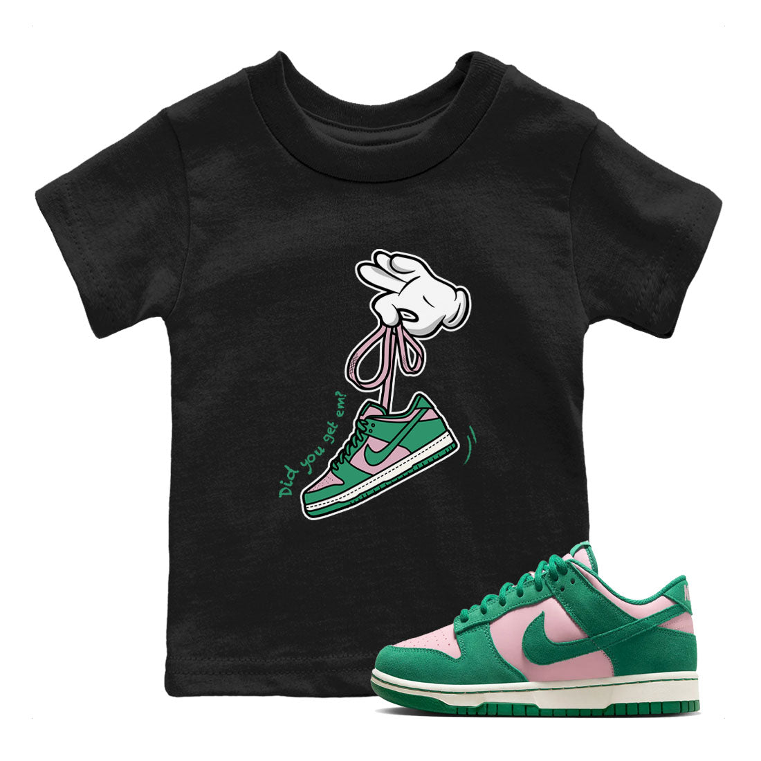 Dunk Low Medium Soft Pink Malachite shirt to match jordans Cartoon Hands sneaker tees Dunks Medium Soft Pink Malachite Streetwear Brand Drip Gear Zone baby toddler Black 1 cotton Shirt