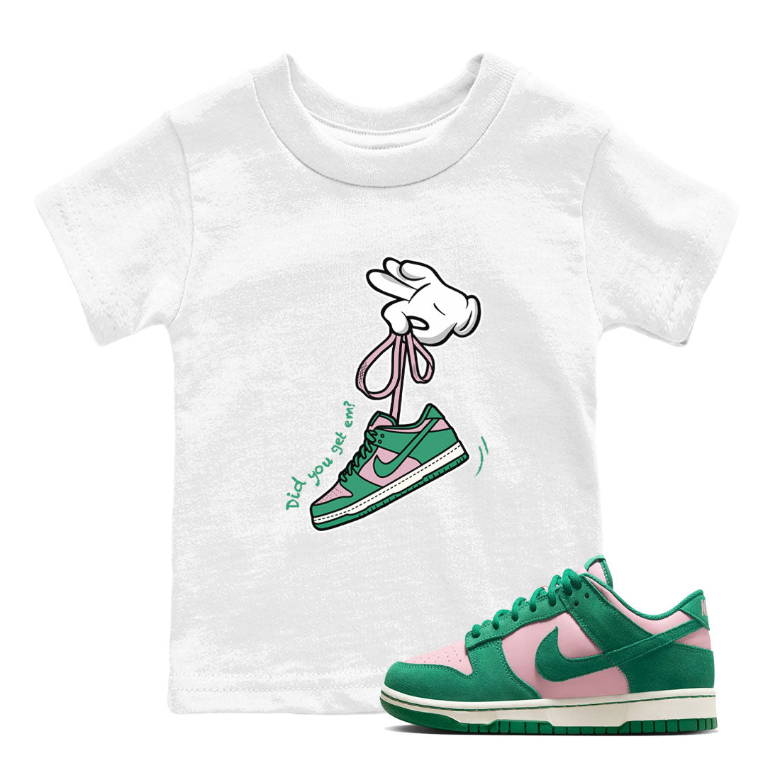 Dunk Low Medium Soft Pink Malachite shirt to match jordans Cartoon Hands sneaker tees Dunks Medium Soft Pink Malachite Streetwear Brand Drip Gear Zone baby toddler White 1 cotton Shirt