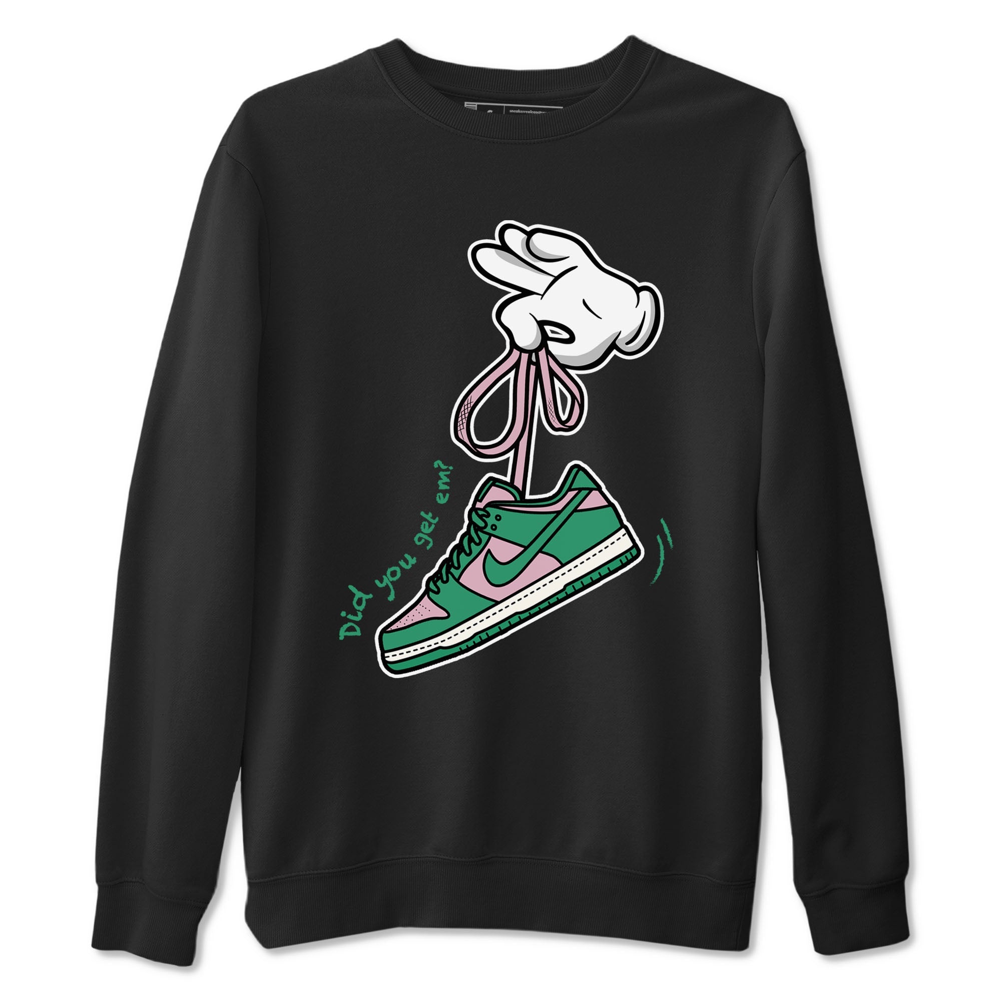 Dunk Low Medium Soft Pink Malachite shirt to match jordans Cartoon Hands sneaker tees Dunks Medium Soft Pink Malachite Streetwear Brand Drip Gear Zone unisex cotton Black 2 crew neck shirt