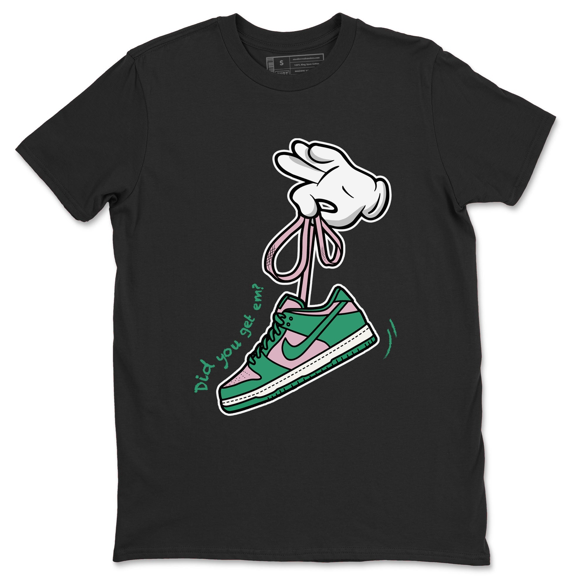 Dunk Low Medium Soft Pink Malachite shirt to match jordans Cartoon Hands sneaker tees Dunks Medium Soft Pink Malachite Streetwear Brand Drip Gear Zone unisex cotton Black 2 crew neck shirt