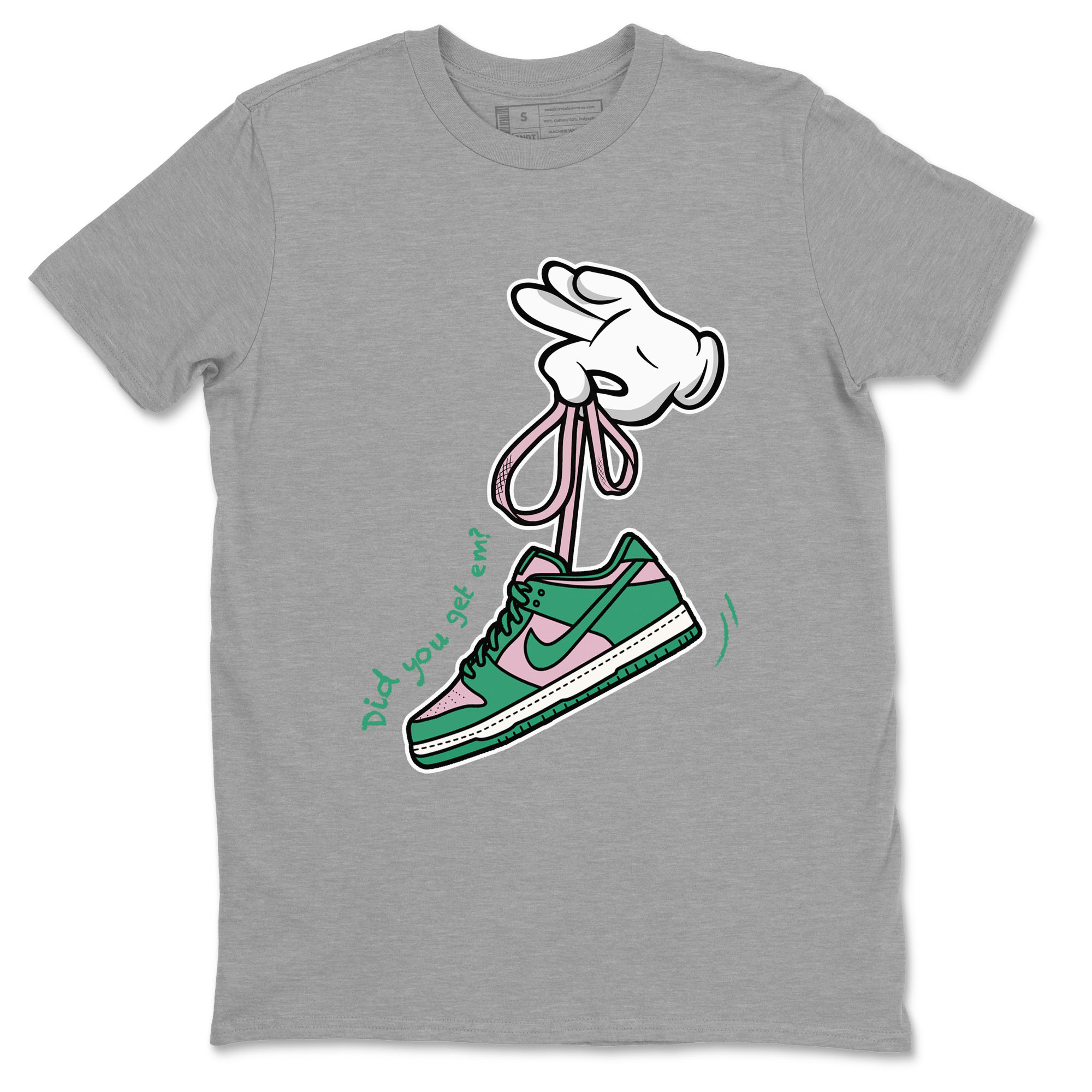 Dunk Low Medium Soft Pink Malachite shirt to match jordans Cartoon Hands sneaker tees Dunks Medium Soft Pink Malachite Streetwear Brand Drip Gear Zone unisex cotton Heather Grey 2 crew neck shirt