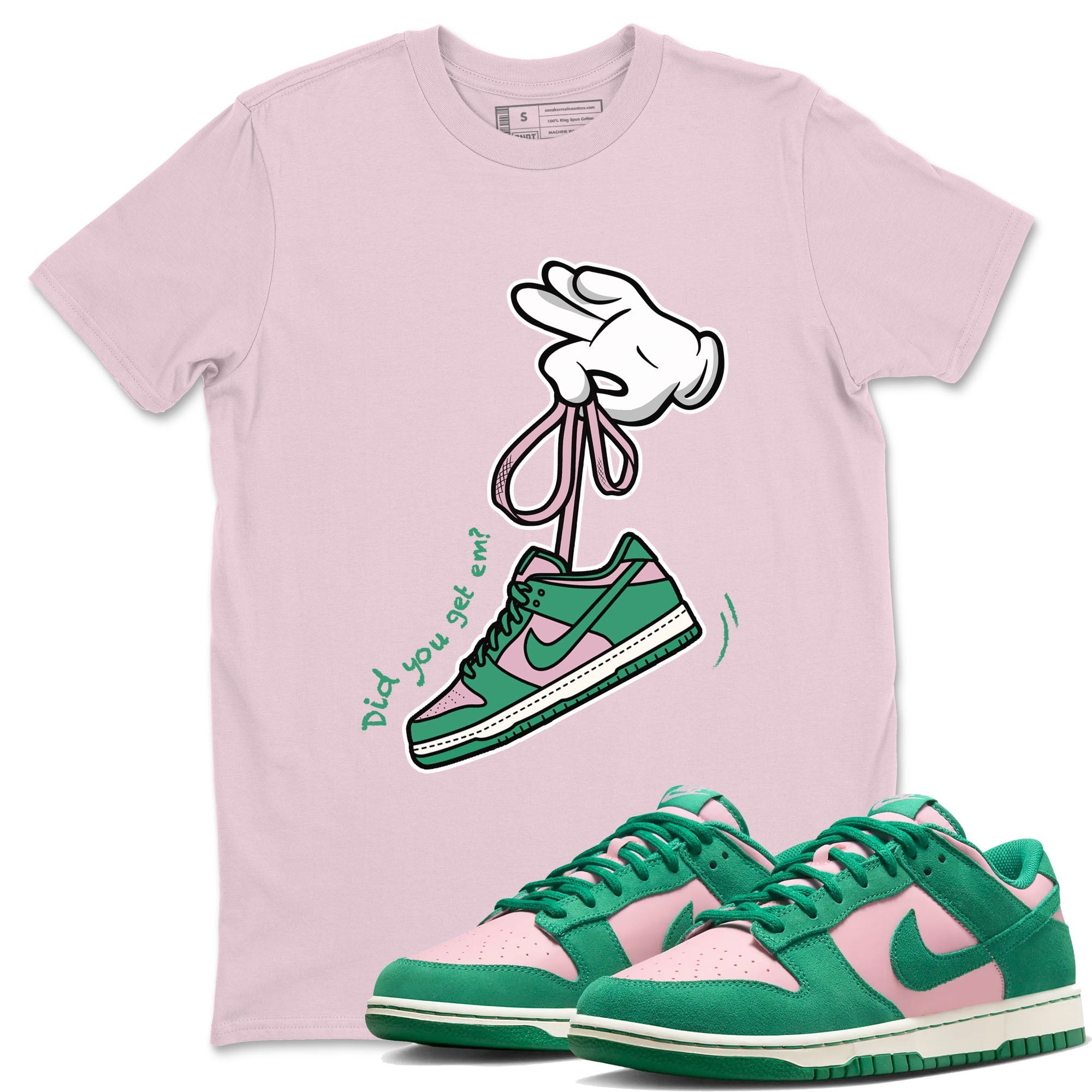 Dunk Low Medium Soft Pink Malachite shirt to match jordans Cartoon Hands sneaker tees Dunks Medium Soft Pink Malachite Streetwear Brand Drip Gear Zone unisex cotton Pink 1 crew neck shirt