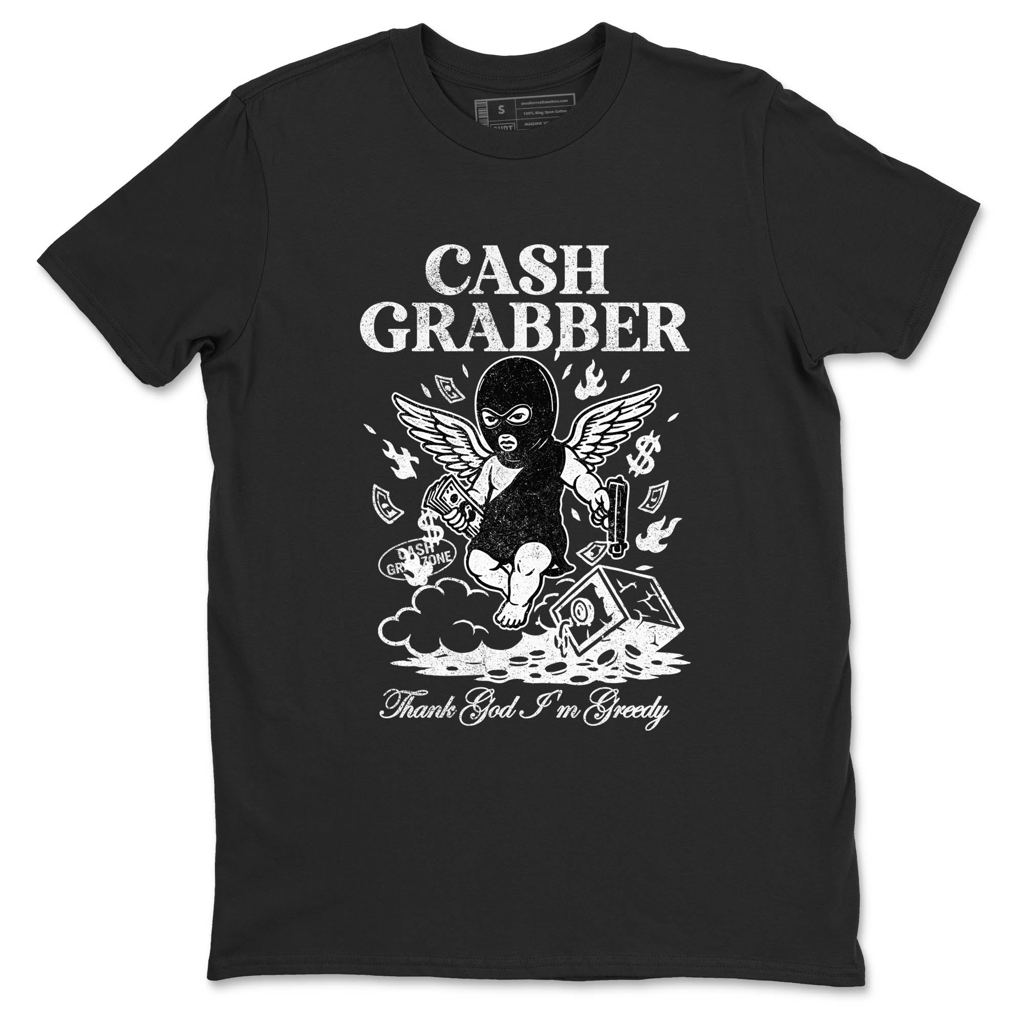 Sneaker Threads  Sneaker Tees To Match Air Jordan 4 Black Cat  Cash Grabber Graphic Tee Black 2. Perfect for Jordan releases 2025 colorways.