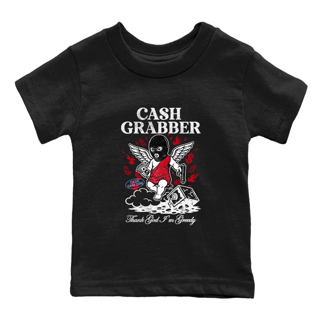 Sneaker match tees  Sneaker Tees To Match Air Jordan 5 Fire Red Shoes  Cash Grabber Kids T-Shirt Black 2