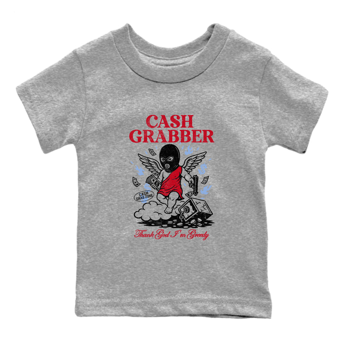 Sneaker match tees  Sneaker Tees To Match Air Jordan 5 Fire Red Shoes  Cash Grabber Kids T-Shirt Heather Grey 2