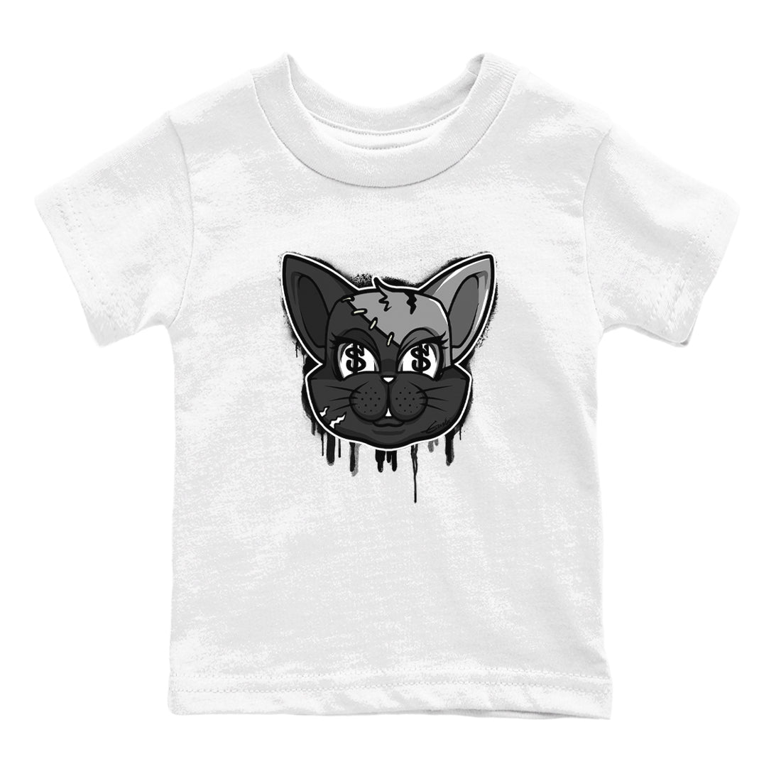 5s Black Cat shirts to match jordans Cat Face sneaker match tees Air Jordan 5 Black Cat Drip Gear Zone Youth Baby White 2 crew neck shirts