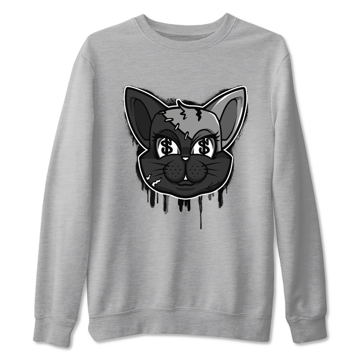 5s Black Cat shirts to match jordans Cat Face sneaker match tees Air Jordan 5 Black Cat Drip Gear Zone unisex cotton Heather Grey 2 crew neck shirts