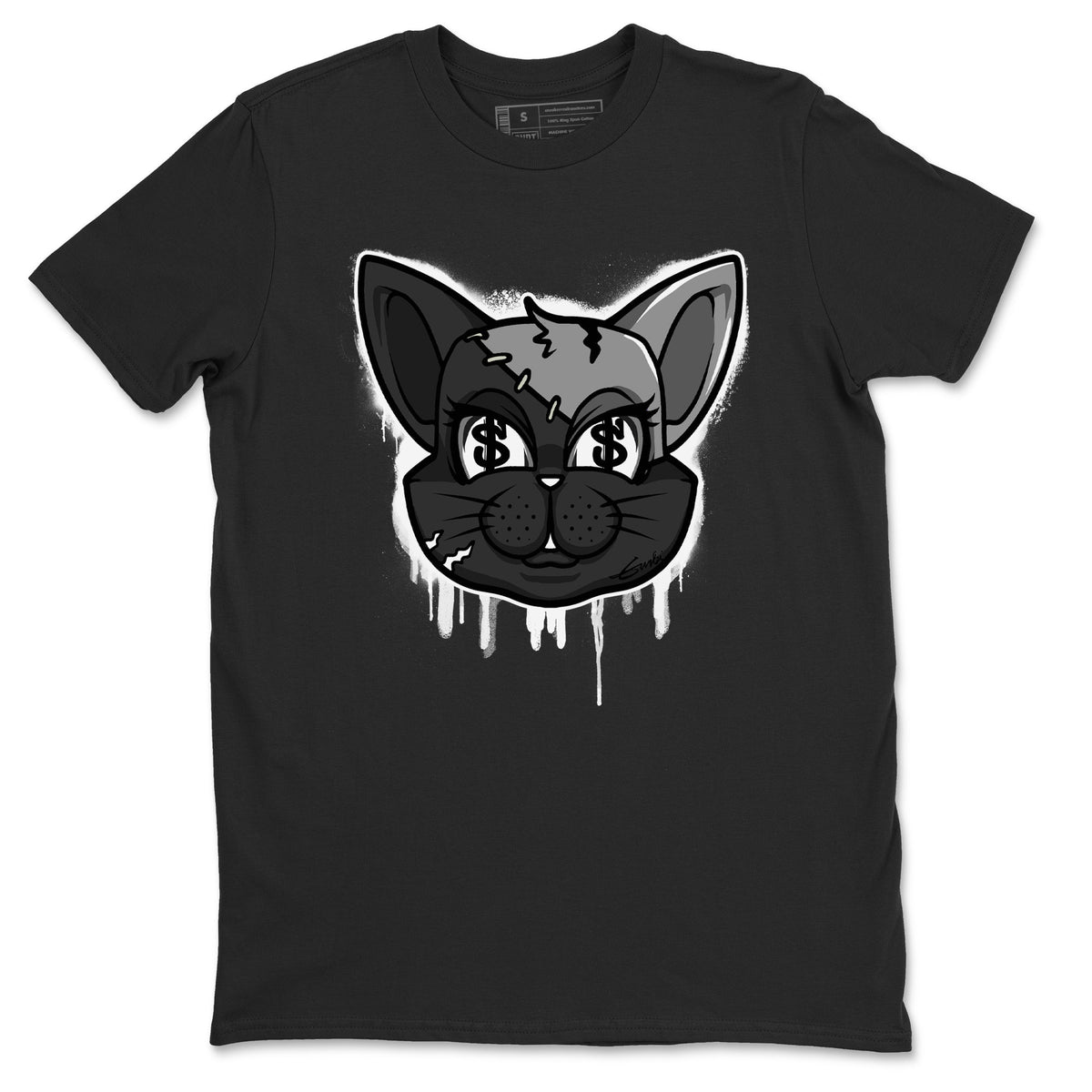 5s Black Cat shirts to match jordans Cat Face sneaker match tees Air Jordan 5 Black Cat Drip Gear Zone unisex cotton Black 2 crew neck shirts