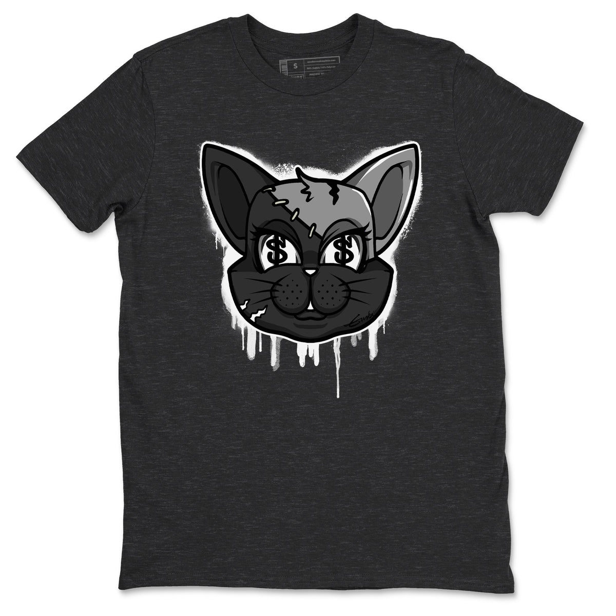 5s Black Cat shirts to match jordans Cat Face sneaker match tees Air Jordan 5 Black Cat Drip Gear Zone unisex cotton Charcoal Heather 2 crew neck shirts