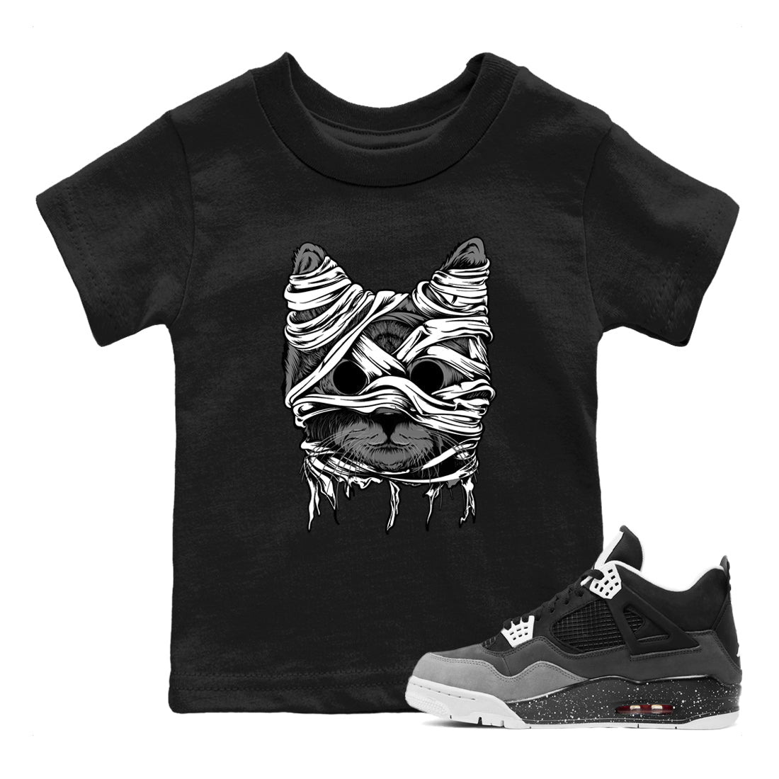 4s Fear shirts to match jordans Cat Mummy sneaker match tees Air Jordan 4 Fear match shoes to clothes Drip Gear Zone Youth Baby Black 1 tee