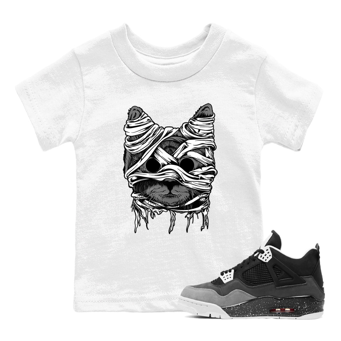 4s Fear shirts to match jordans Cat Mummy sneaker match tees Air Jordan 4 Fear match shoes to clothes Drip Gear Zone Youth Baby White 1 tee