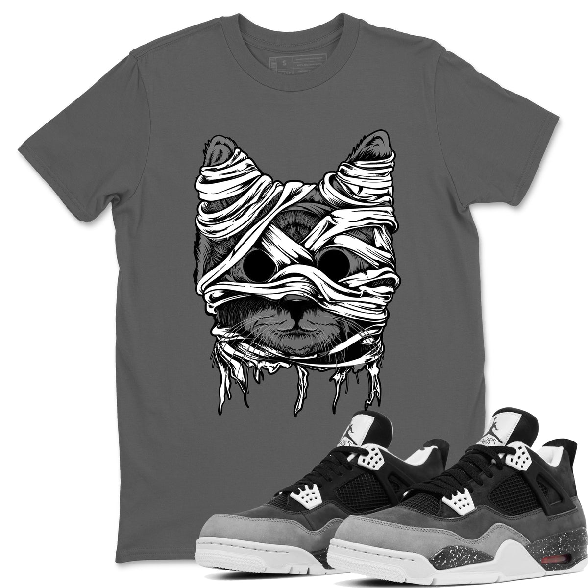 4s Fear shirts to match jordans Cat Mummy sneaker match tees Air Jordan 4 Fear match shoes to clothes Drip Gear Zone unisex cotton Cool Grey 1 shirts
