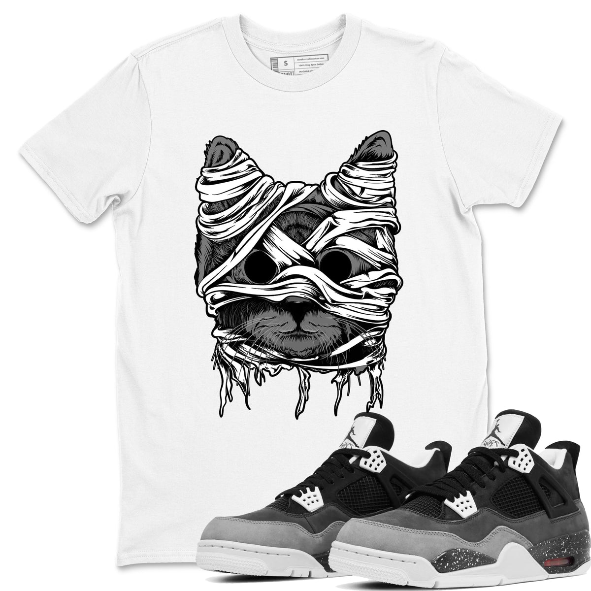 4s Fear shirts to match jordans Cat Mummy sneaker match tees Air Jordan 4 Fear match shoes to clothes Drip Gear Zone unisex cotton White 1 shirts