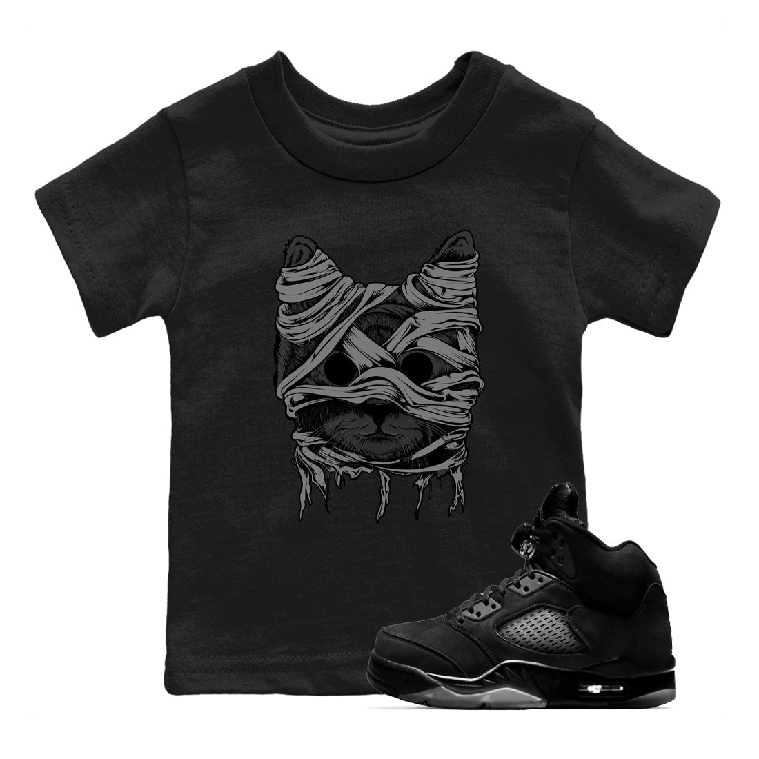 5s Black Cat shirts to match jordans Cat Mummy sneaker match tees Air Jordan 5 Black Cat match shoes to clothes Drip Gear Zone Youth Baby Black 1 tee