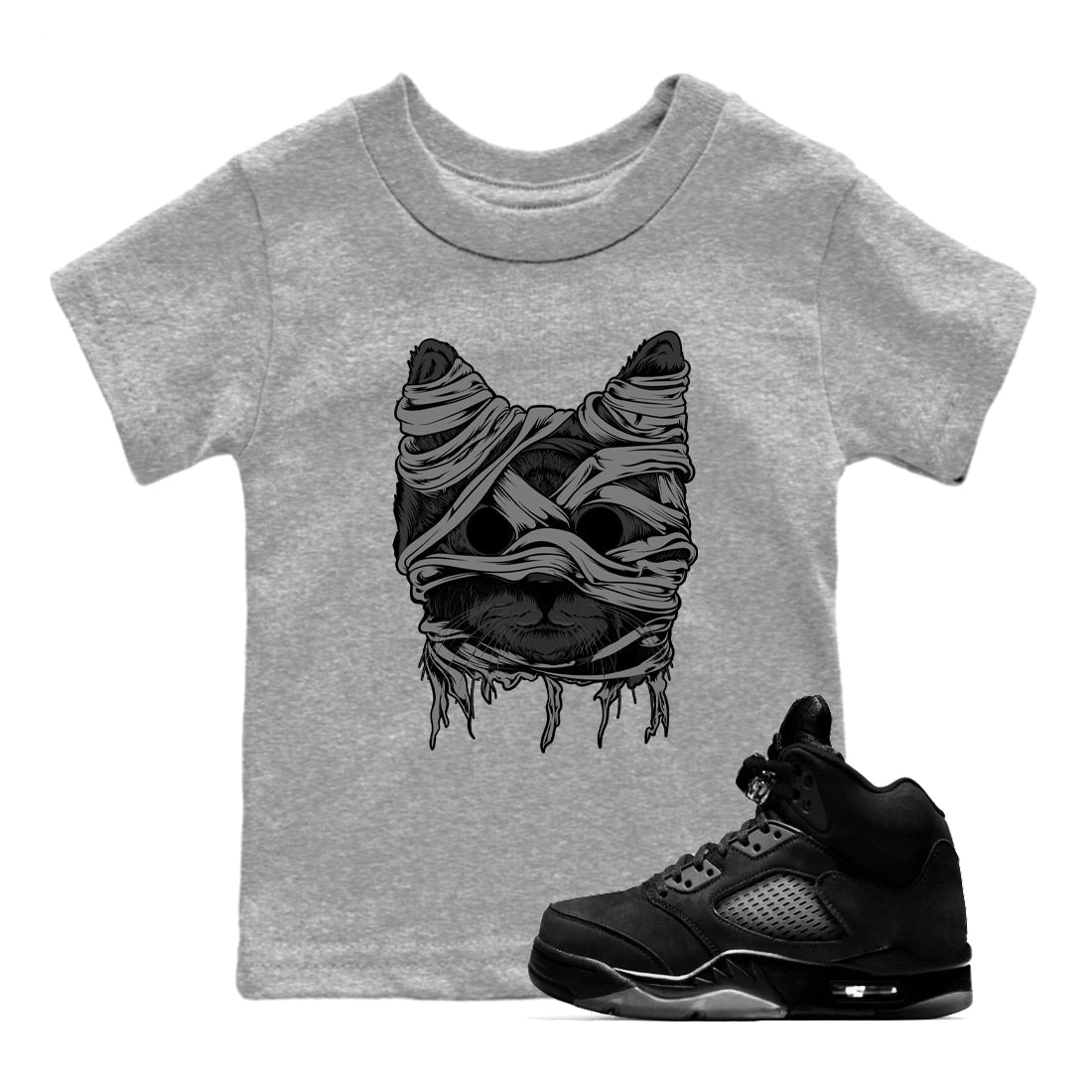 5s Black Cat shirts to match jordans Cat Mummy sneaker match tees Air Jordan 5 Black Cat match shoes to clothes Drip Gear Zone Youth Baby Heather Grey 1 tee