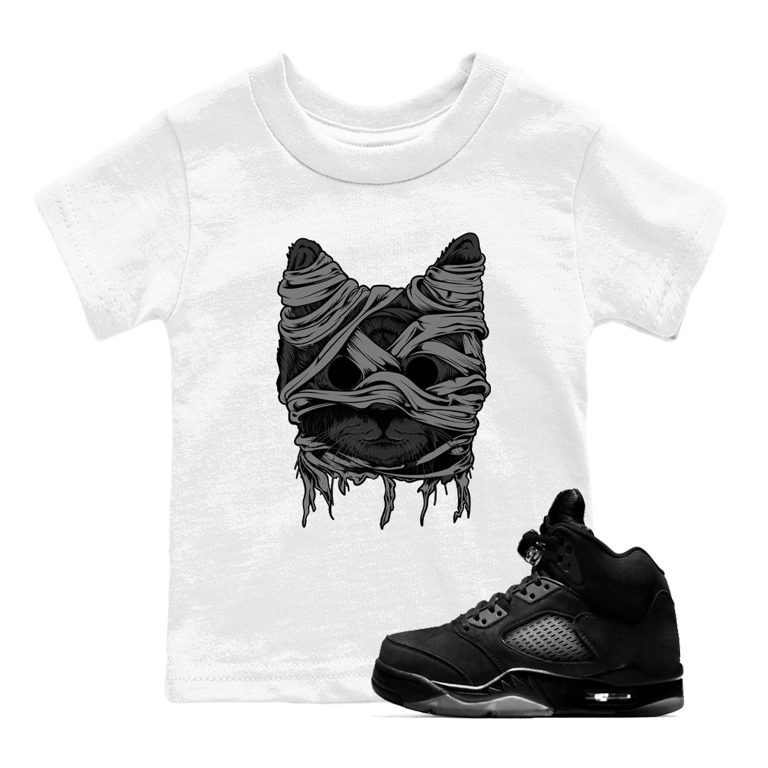 5s Black Cat shirts to match jordans Cat Mummy sneaker match tees Air Jordan 5 Black Cat match shoes to clothes Drip Gear Zone Youth Baby White 1 tee