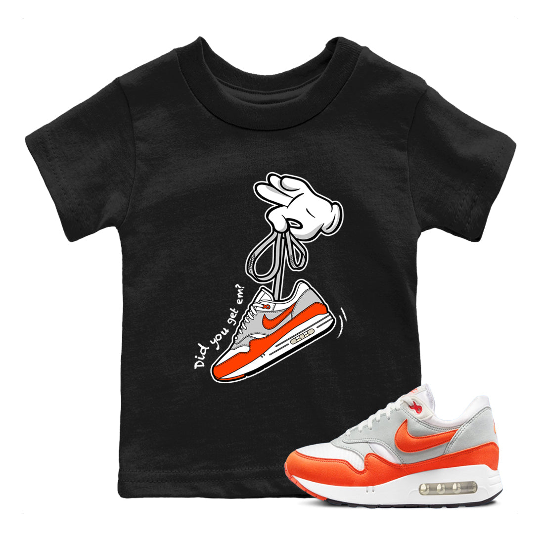 Air Max 1 OG '86 'Summit White and Cosmic Clay shirts to match jordans Catoon Hands sneaker match tees Air Max 1 Cosmic Clay match shoes to clothes Drip Gear Zone Youth Baby Black 1 tee