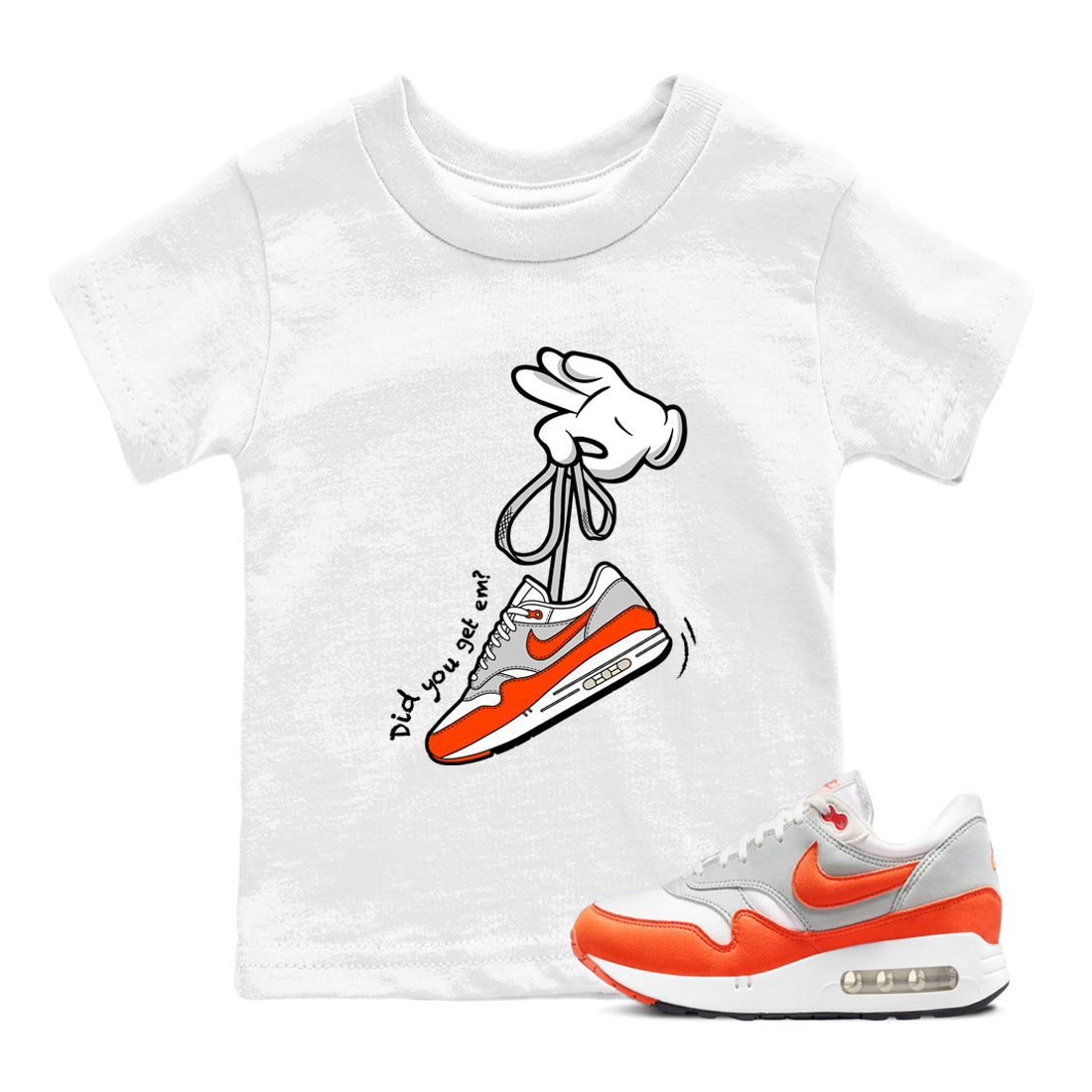 Air Max 1 OG '86 'Summit White and Cosmic Clay shirts to match jordans Catoon Hands sneaker match tees Air Max 1 Cosmic Clay match shoes to clothes Drip Gear Zone Youth Baby White 1 tee