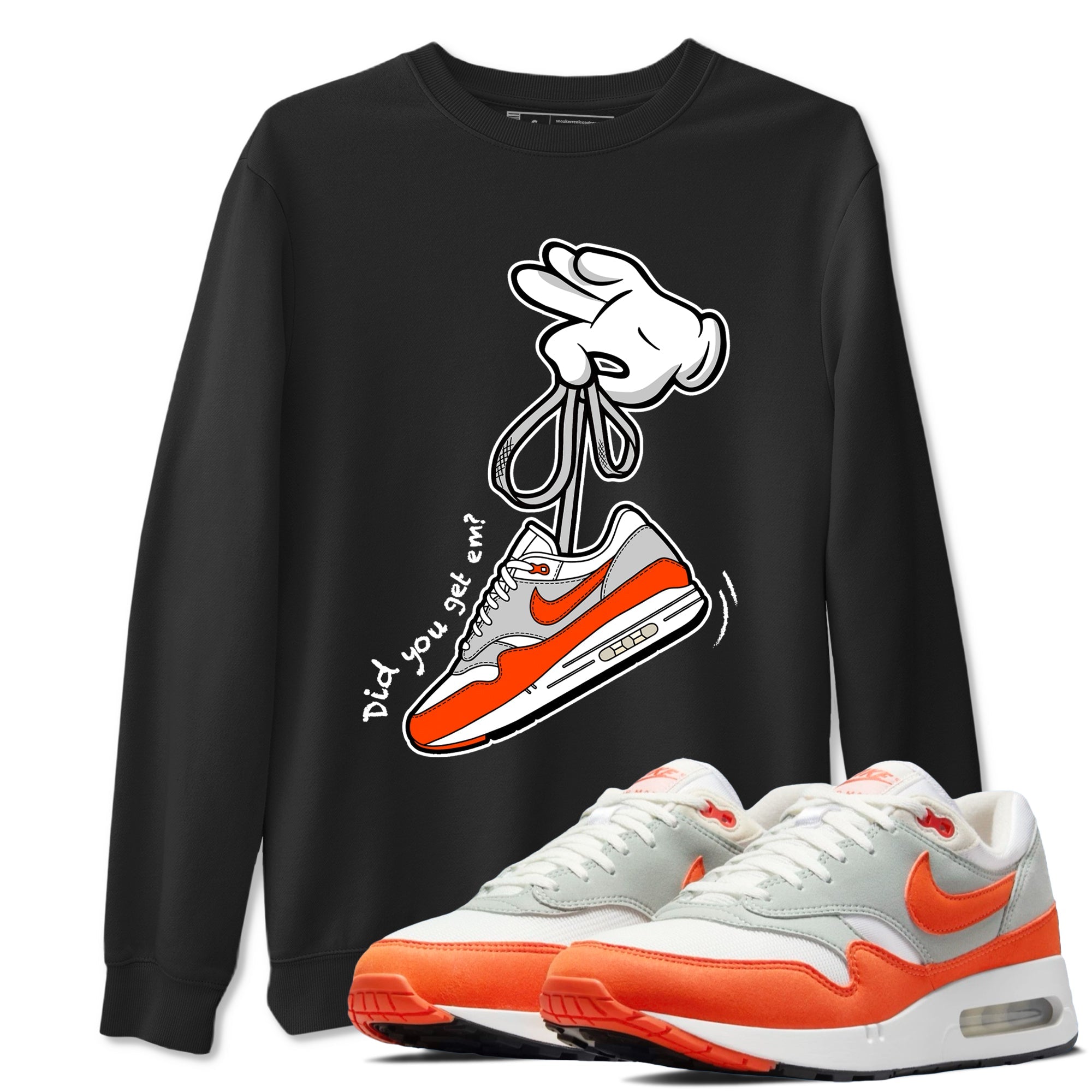 Air Max 1 OG '86 'Summit White and Cosmic Clay shirts to match jordans Catoon Hands sneaker match tees Air Max 1 Cosmic Clay match shoes to clothes Drip Gear Zone unisex cotton Black 1 shirts