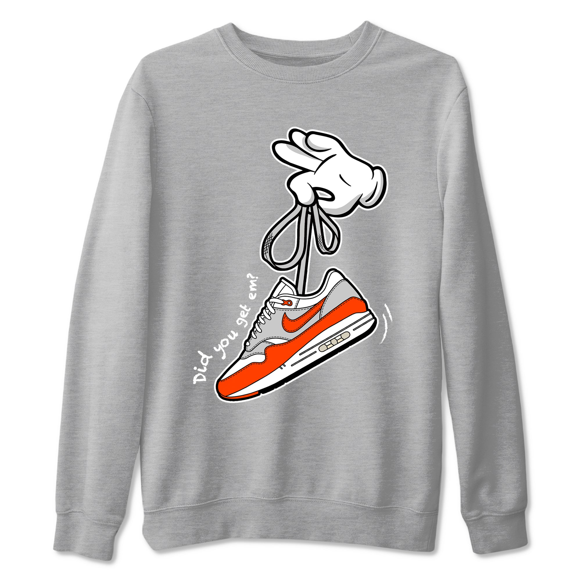 Air Max 1 OG '86 'Summit White and Cosmic Clay shirts to match jordans Catoon Hands sneaker match tees Air Max 1 Cosmic Clay match shoes to clothes Drip Gear Zone unisex cotton Heather Grey 2 shirts