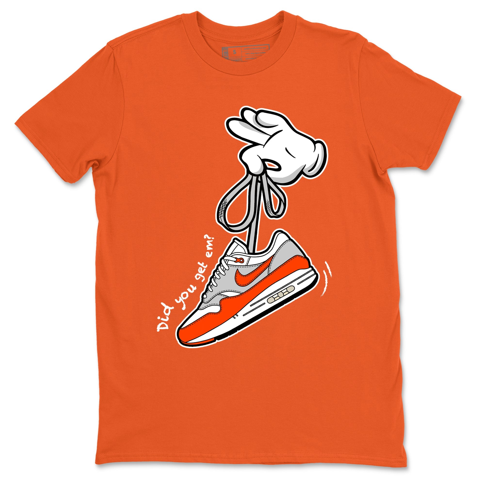 Air Max 1 OG '86 'Summit White and Cosmic Clay shirts to match jordans Catoon Hands sneaker match tees Air Max 1 Cosmic Clay match shoes to clothes Drip Gear Zone unisex cotton Orange 2 shirts