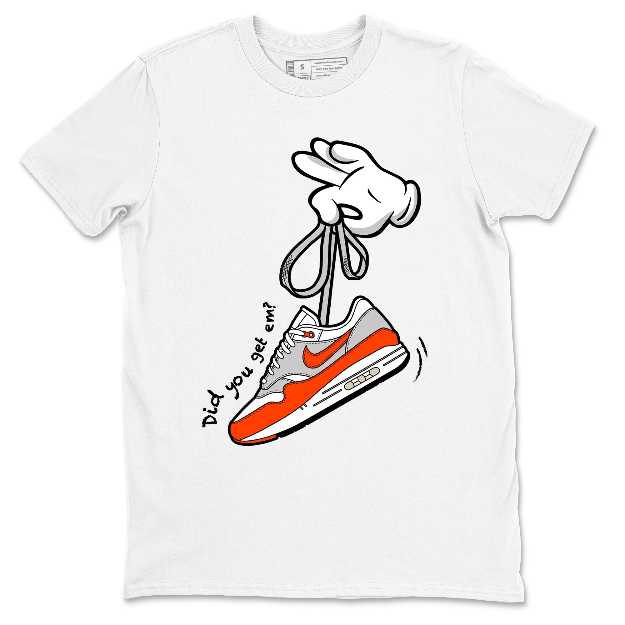 Air Max 1 OG '86 'Summit White and Cosmic Clay shirts to match jordans Catoon Hands sneaker match tees Air Max 1 Cosmic Clay match shoes to clothes Drip Gear Zone unisex cotton White 2 shirts
