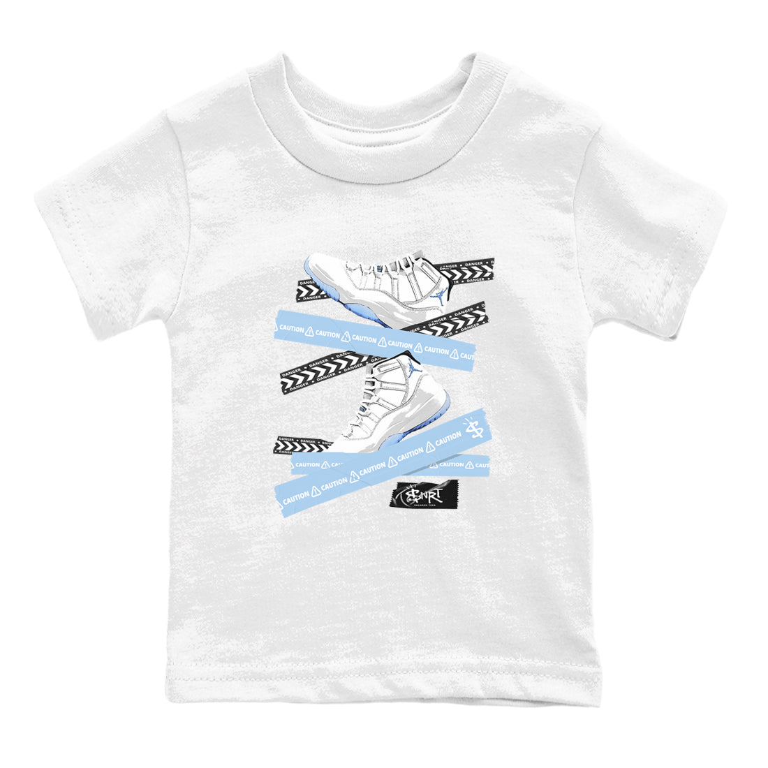 11s Columbia shirts to match jordans Caution Tape sneaker match tees Air Jordan 11 Columbia Drip Gear Zone streetwear brand Baby and Youth White 2 cotton tee