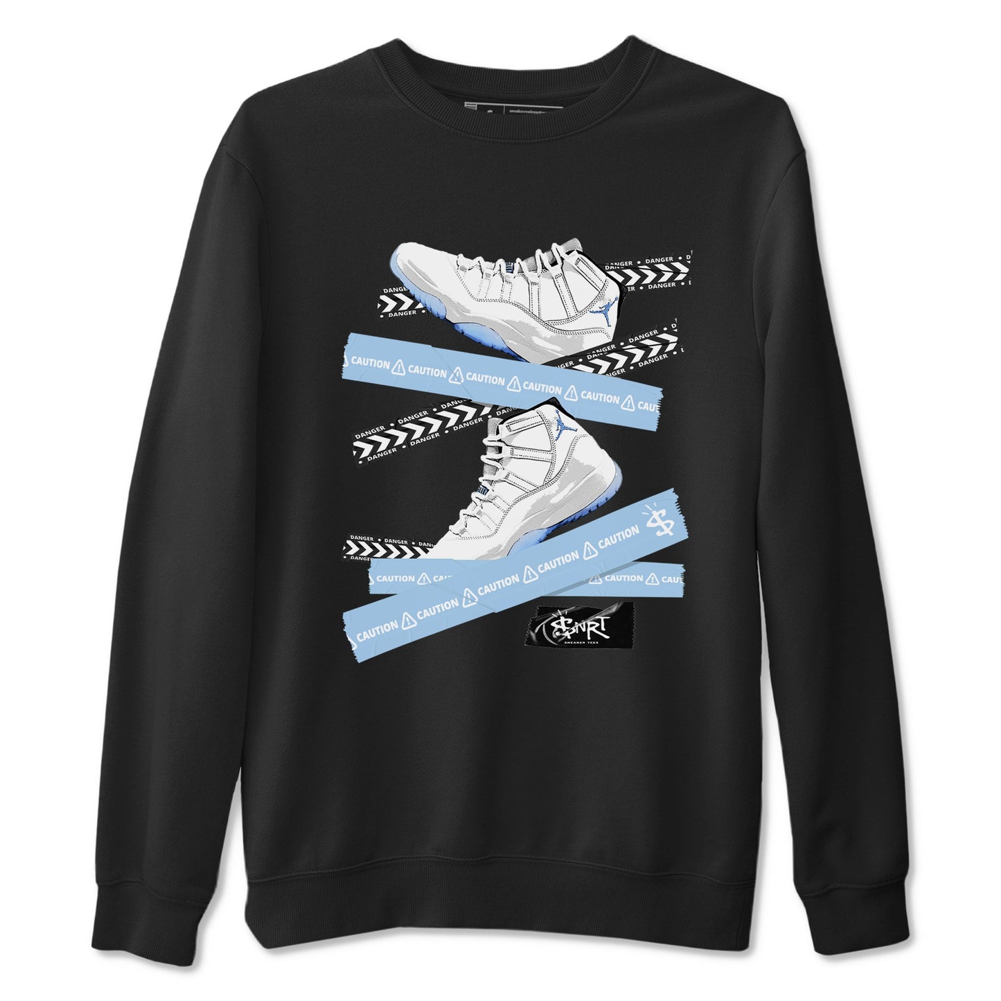 11s Columbia shirts to match jordans Caution Tape sneaker match tees Air Jordan 11 Columbia Drip Gear Zone streetwear brand Black 2 unisex cotton tee