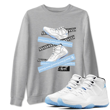 11s Columbia shirts to match jordans Caution Tape sneaker match tees Air Jordan 11 Columbia Drip Gear Zone streetwear brand Heather Grey 1 unisex cotton tee