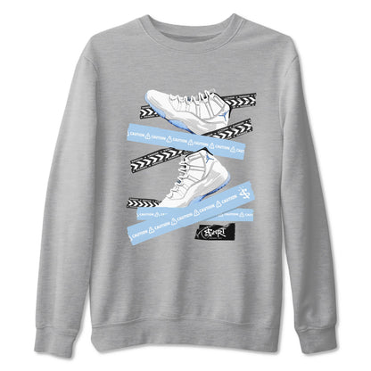 11s Columbia shirts to match jordans Caution Tape sneaker match tees Air Jordan 11 Columbia Drip Gear Zone streetwear brand Heather Grey 2 unisex cotton tee