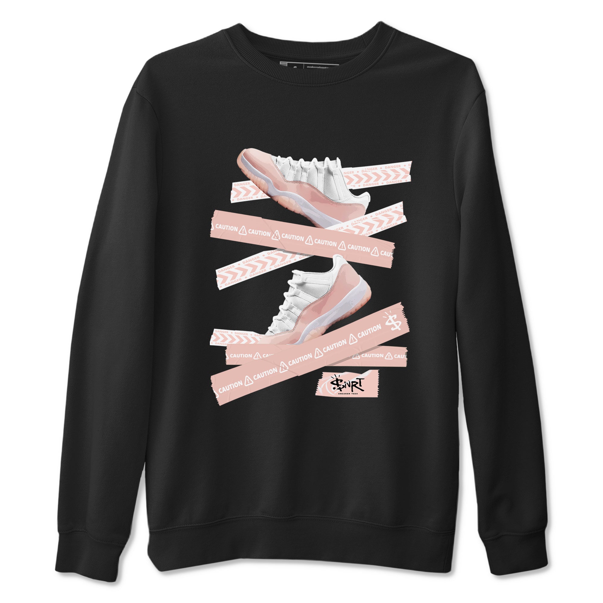 Air Jordan 11 Low Legend Pink shirts to match jordans Caution Tape sneaker match tees 11s Legend Pink Drip Gear Zone streetwear brand Black 2 unisex cotton tee