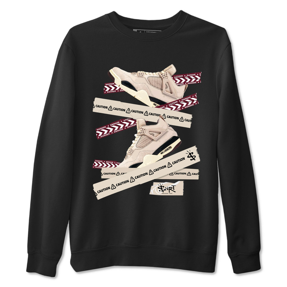 4s A Ma Maniere x Fossil Stone shirts to match jordans Caution Tape sneaker match tees Air Jordan 4 A Ma Maniere x Fossil Stone match shoes to clothes Drip Gear Zone unisex cotton Black 2 shirts