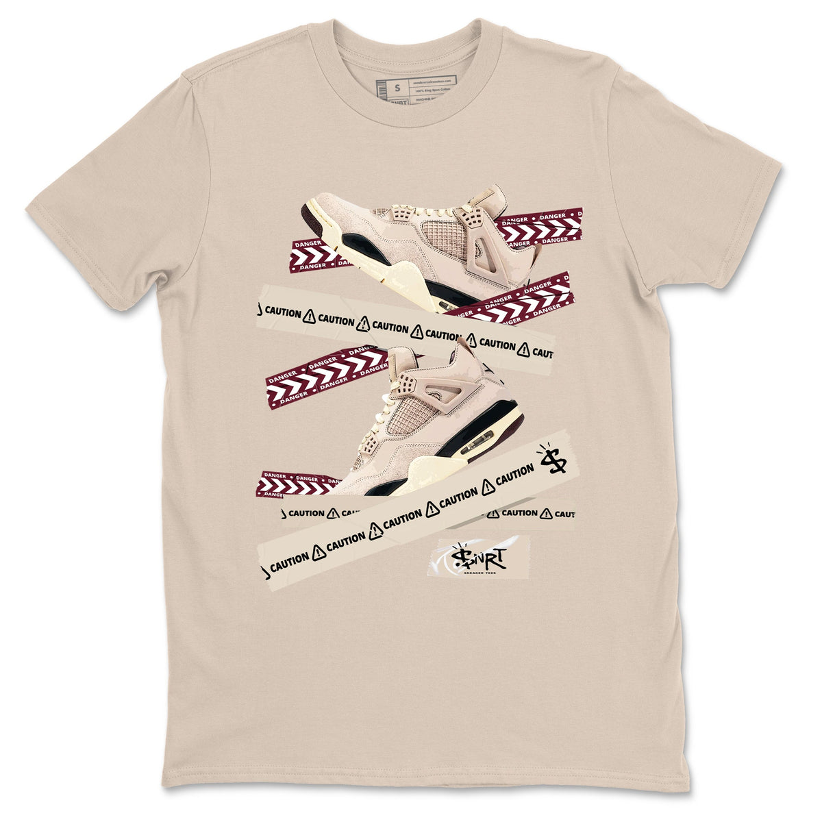 4s A Ma Maniere x Fossil Stone shirts to match jordans Caution Tape sneaker match tees Air Jordan 4 A Ma Maniere x Fossil Stone match shoes to clothes Drip Gear Zone unisex cotton Sand 2 shirts