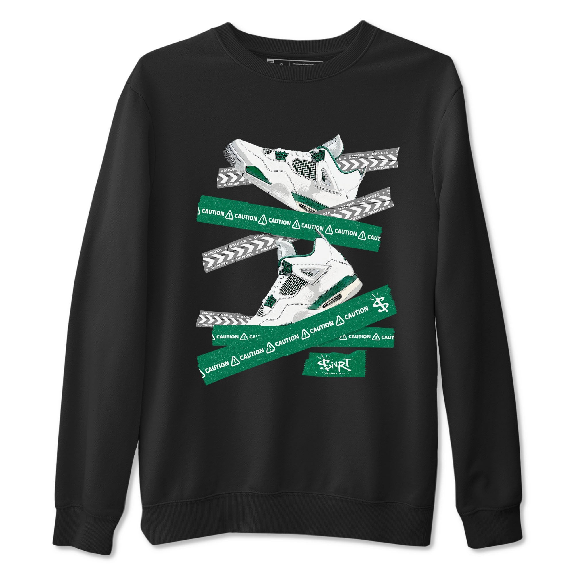4s Oxidized Green shirts to match jordans Caution Tape sneaker match tees Air Jordan 4 Oxidized Green Drip Gear Zone streetwear brand Black 2 unisex cotton tee