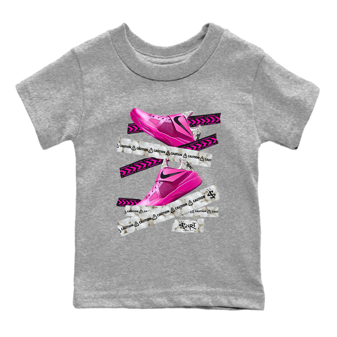 Nike KD 4 Retro Aunt Pearl shirts to match jordans Caution Tape sneaker match tees Nike KD 4 Aunt Pearl match shoes to clothes Drip Gear Zone Youth Baby Heather Grey 2 tee