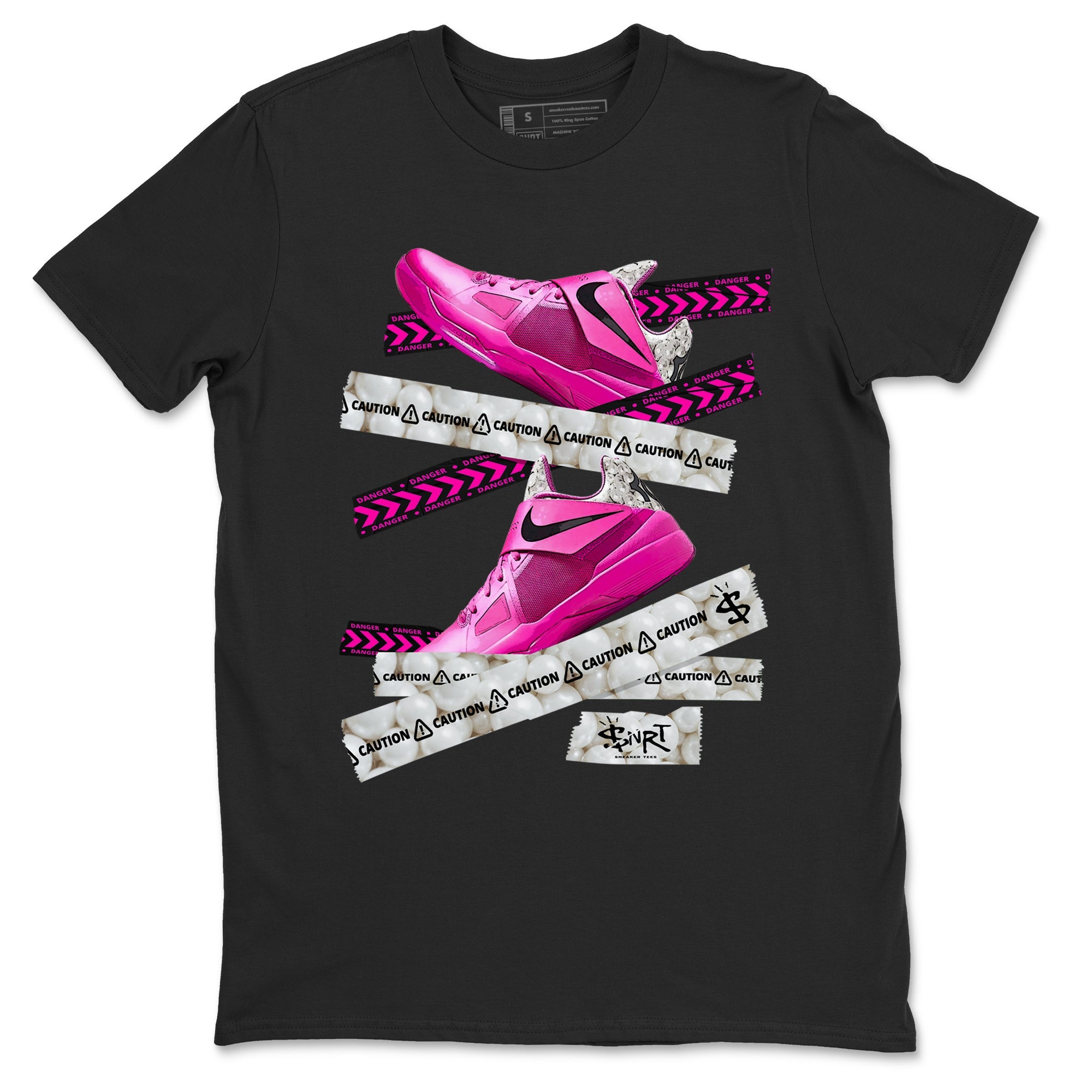 Nike KD 4 Retro Aunt Pearl shirts to match jordans Caution Tape sneaker match tees Nike KD 4 Aunt Pearl match shoes to clothes Drip Gear Zone unisex cotton Black 2 shirts