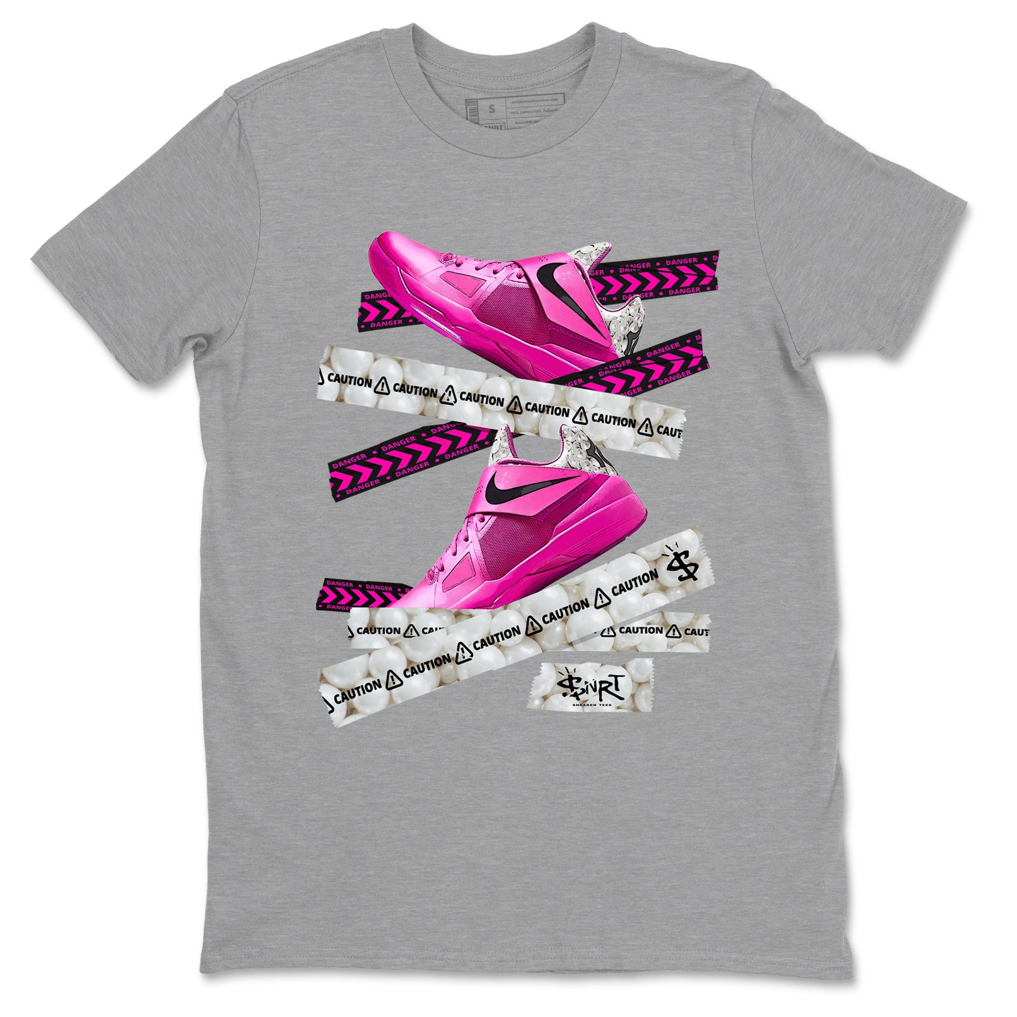 Nike KD 4 Retro Aunt Pearl shirts to match jordans Caution Tape sneaker match tees Nike KD 4 Aunt Pearl match shoes to clothes Drip Gear Zone unisex cotton Heather Grey 2 shirts