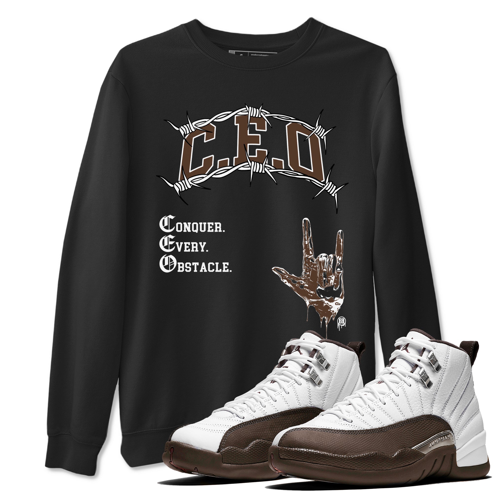 12s Baroque Brown shirts to match jordans CEO sneaker match tees Air Jordan 12 Baroque Brown match shoes to clothes Drip Gear Zone unisex cotton Black 1 shirts