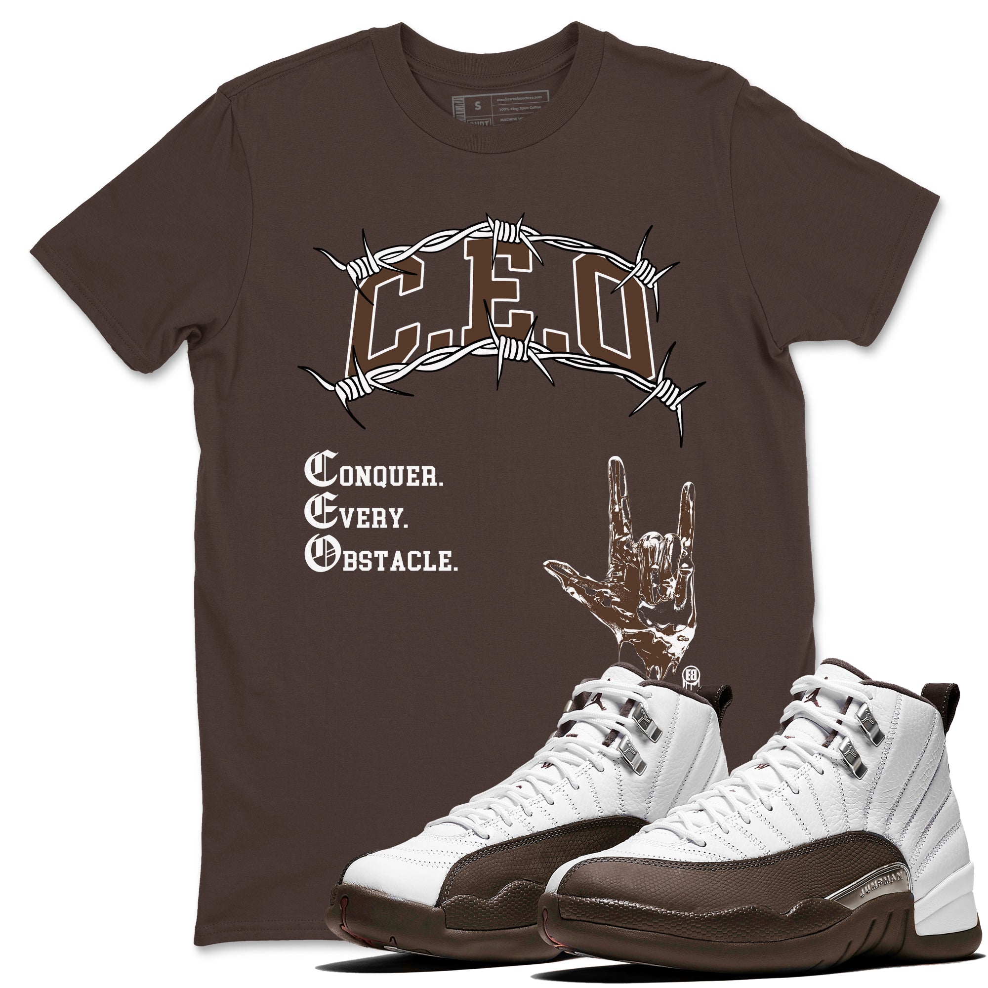12s Baroque Brown shirts to match jordans CEO sneaker match tees Air Jordan 12 Baroque Brown match shoes to clothes Drip Gear Zone unisex cotton Dark Chocolate 1 shirts