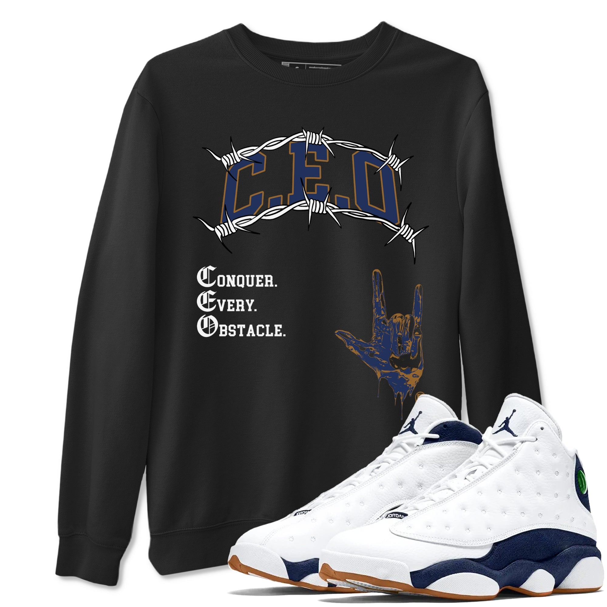 13s Midnight Navy shirts to match jordans CEO sneaker match tees Air Jordan 13 Midnight Navy match shoes to clothes Drip Gear Zone unisex cotton Black 1 shirts
