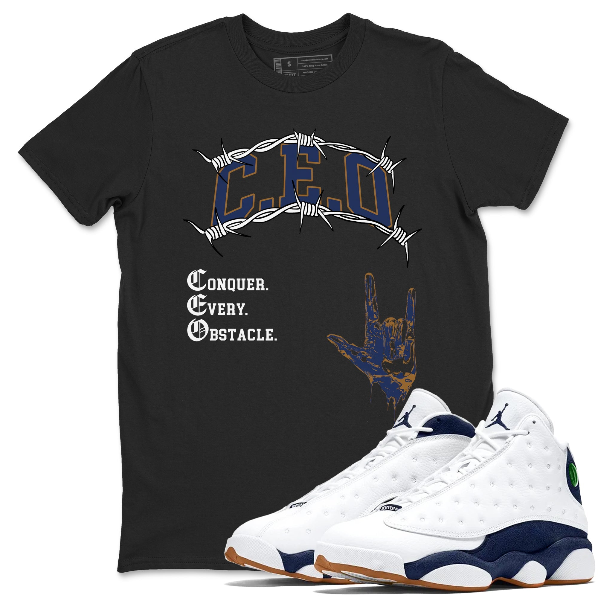 13s Midnight Navy shirts to match jordans CEO sneaker match tees Air Jordan 13 Midnight Navy match shoes to clothes Drip Gear Zone unisex cotton Black 1 shirts