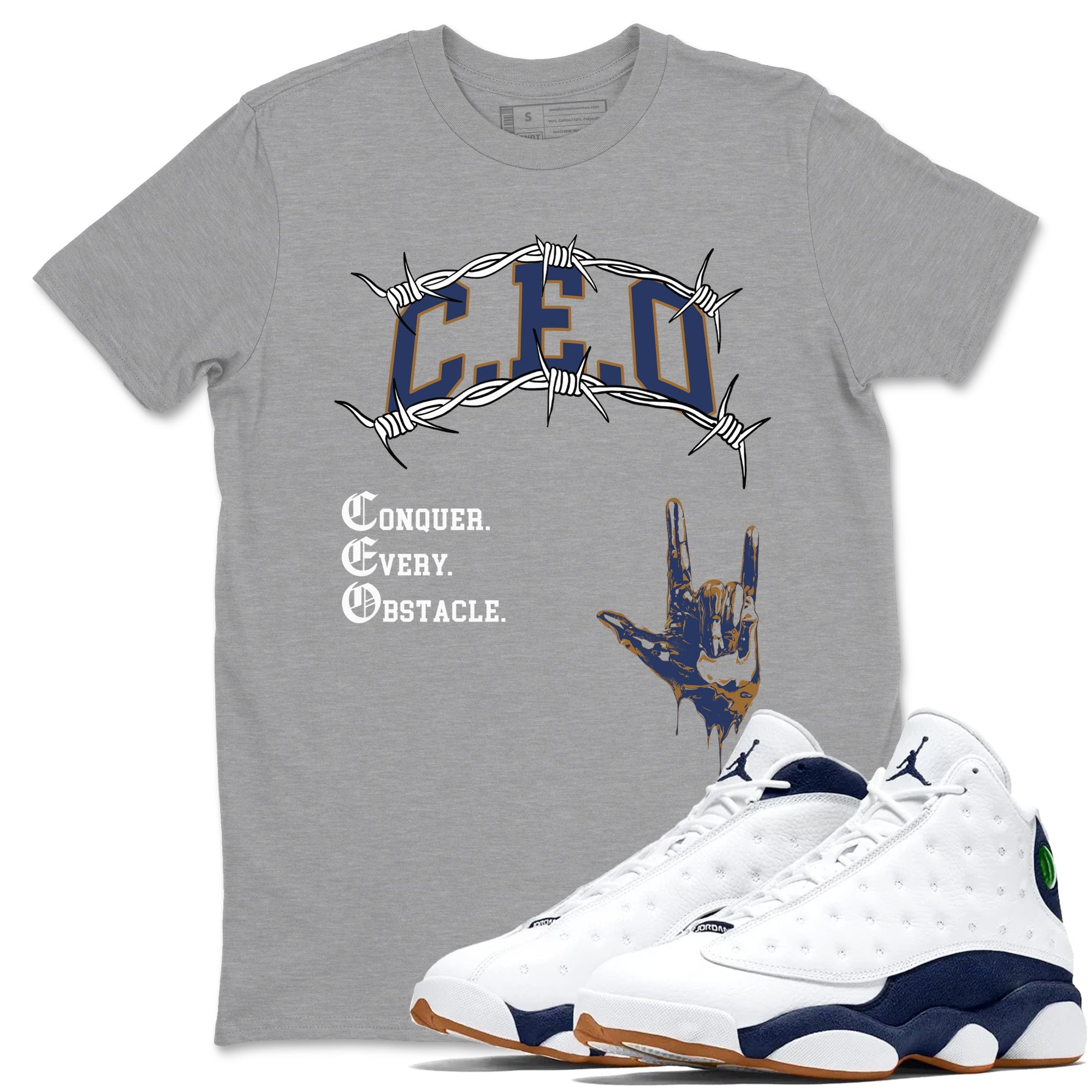 13s Midnight Navy shirts to match jordans CEO sneaker match tees Air Jordan 13 Midnight Navy match shoes to clothes Drip Gear Zone unisex cotton Heather Grey 1 shirts