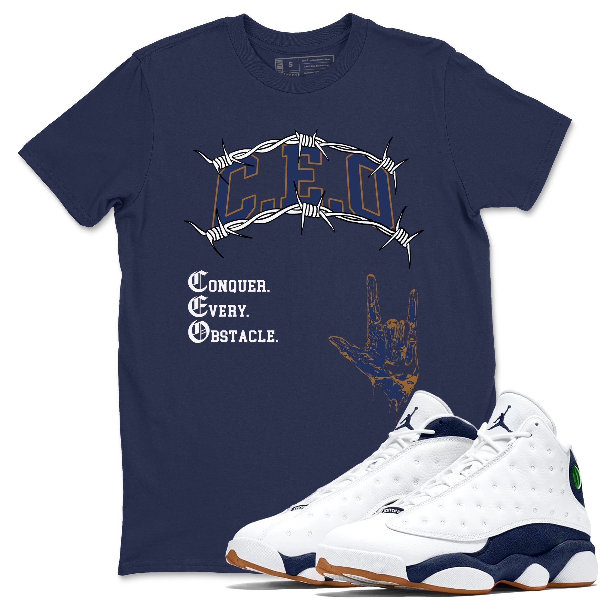 13s Midnight Navy shirts to match jordans CEO sneaker match tees Air Jordan 13 Midnight Navy match shoes to clothes Drip Gear Zone unisex cotton Navy 1 shirts