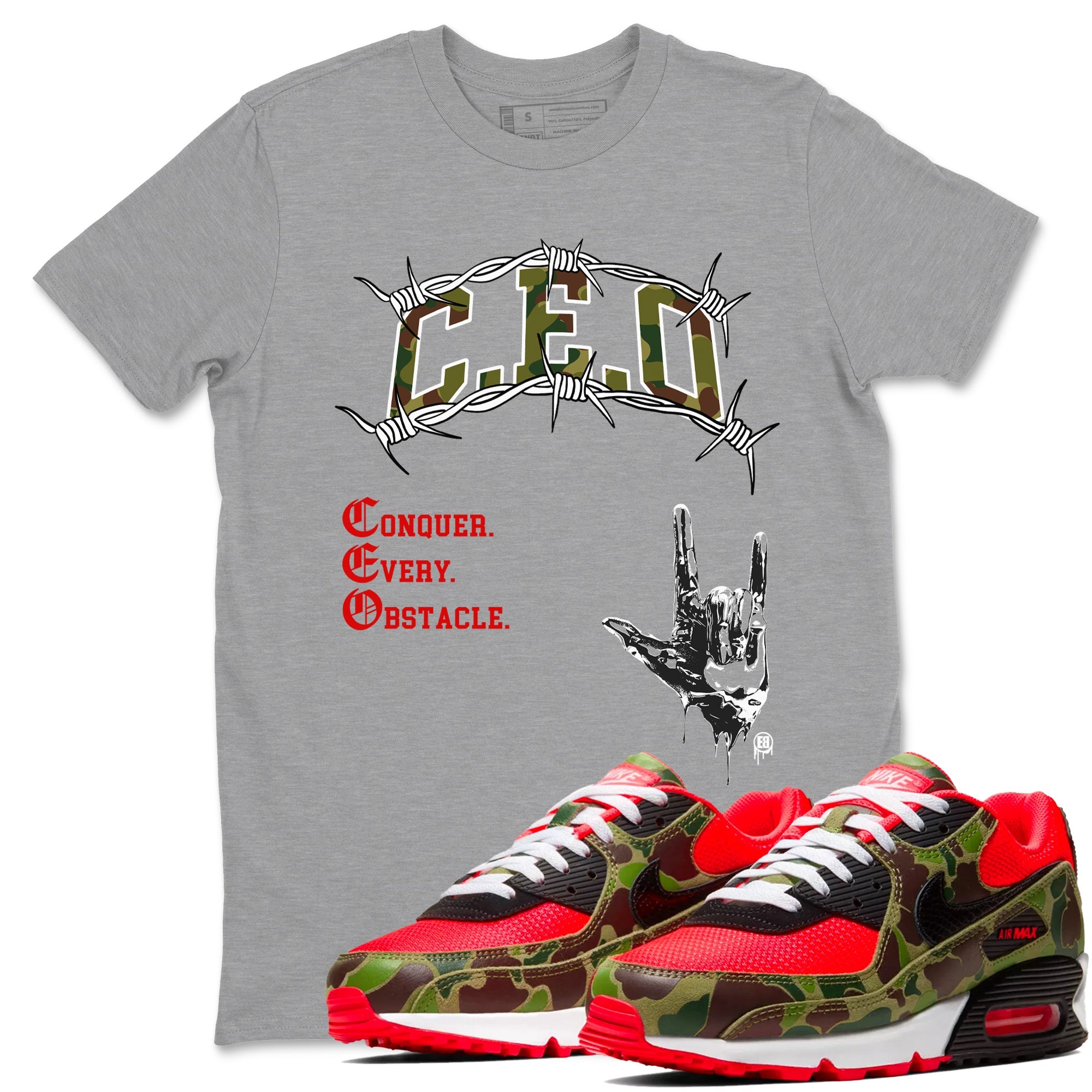 Air Max 90 Reverse Camo shirts to match jordans CEO sneaker match tees Air Max 90 Reverse Duck Camo match shoes to clothes Drip Gear Zone unisex cotton Heather Grey 1 shirts