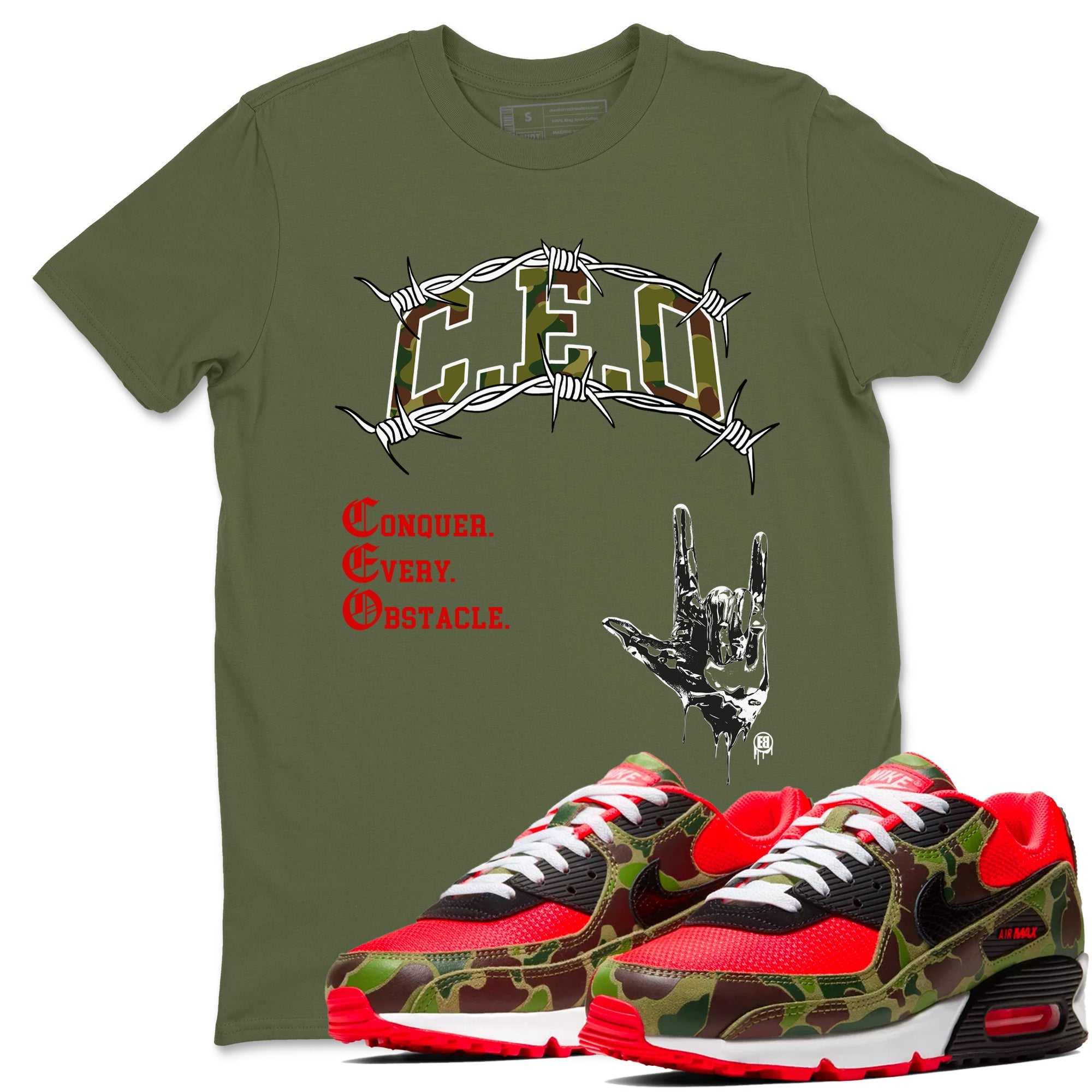 Air Max 90 Reverse Camo shirts to match jordans CEO sneaker match tees Air Max 90 Reverse Duck Camo match shoes to clothes Drip Gear Zone unisex cotton Military Green 1 shirts