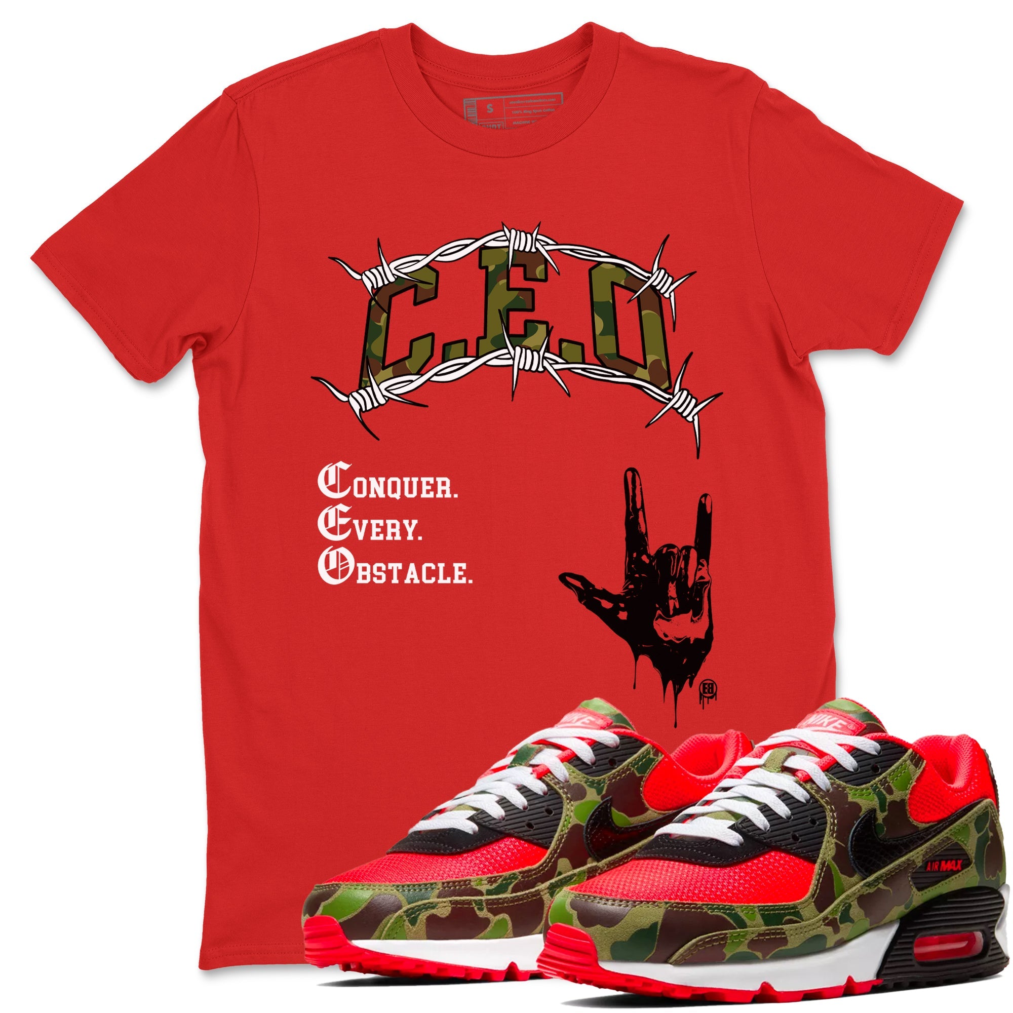 Air Max 90 Reverse Camo shirts to match jordans CEO sneaker match tees Air Max 90 Reverse Duck Camo match shoes to clothes Drip Gear Zone unisex cotton Red 1 shirts