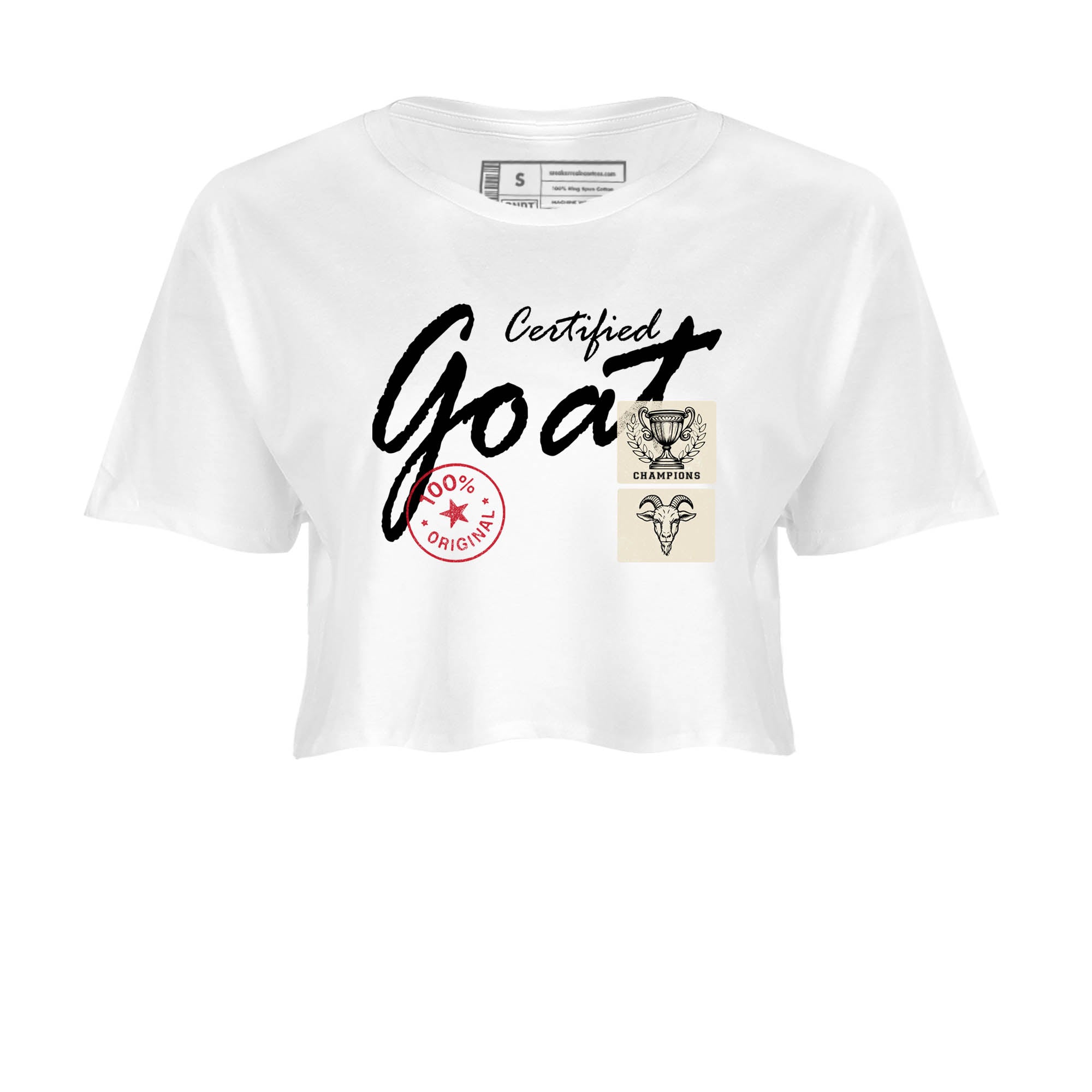 Sneaker Threads  Sneaker Tees To Match Air Foamposite One Pearl  Certified Goat Crop Tee White 2. Perfect for Jordan releases 2025 colorways.