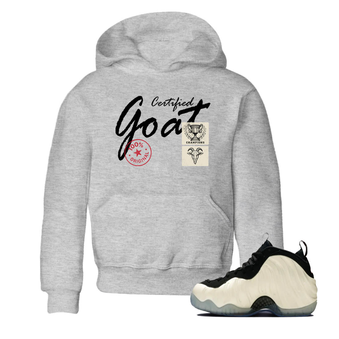 Sneaker Threads  Sneaker Tees To Match Air Foamposite One Pearl  Certified Goat Youth Graphic Tee Heather Grey 1. Perfect for Jordan releases 2025 colorways.