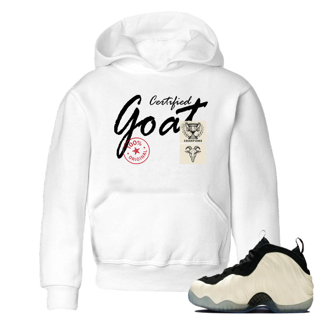 Sneaker Threads  Sneaker Tees To Match Air Foamposite One Pearl  Certified Goat Youth Graphic Tee White 1. Perfect for Jordan releases 2025 colorways.