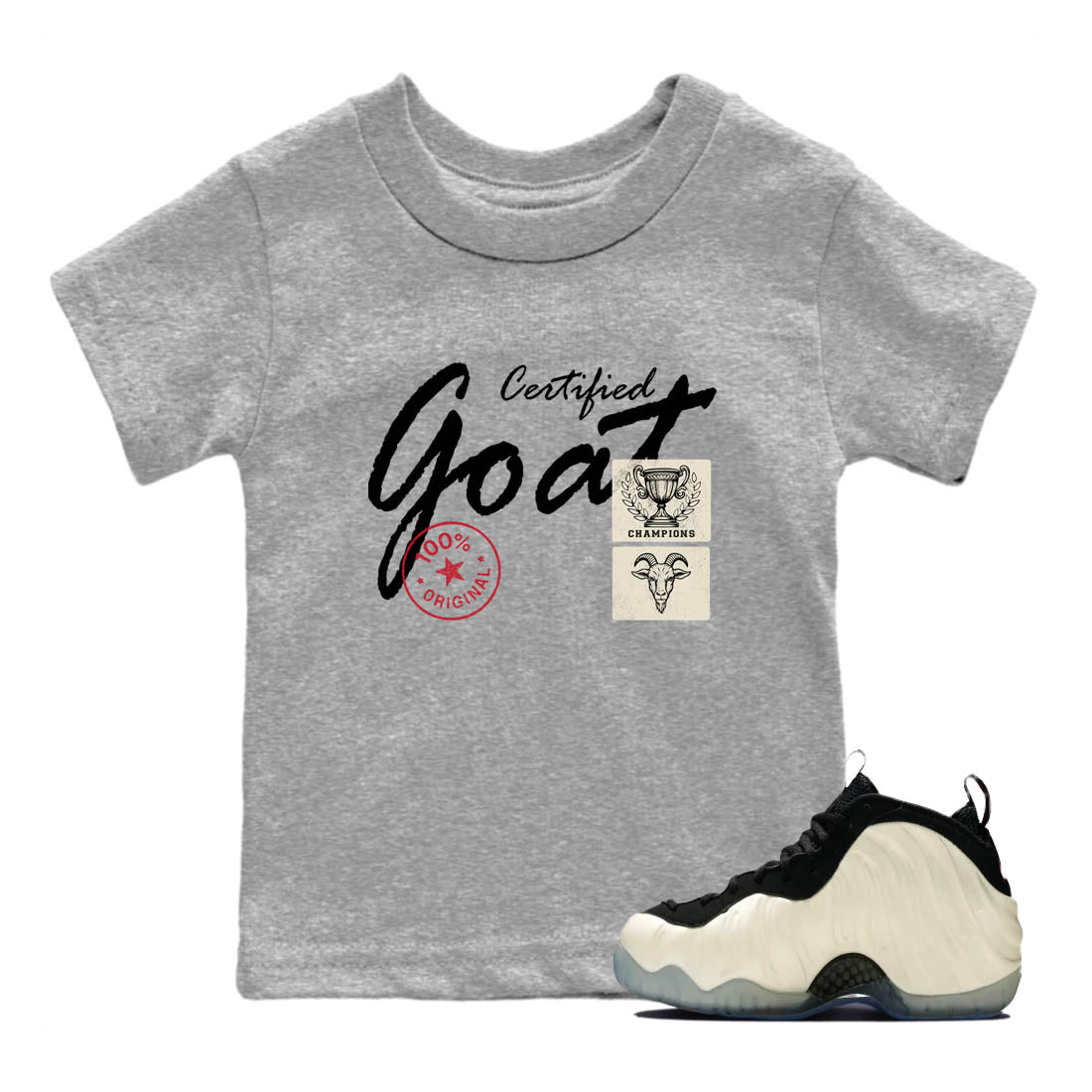 Sneaker Threads  Sneaker Tees To Match Air Foamposite One Pearl  Certified Goat Youth Graphic Tee Heather Grey 1. Perfect for Jordan releases 2025 colorways.